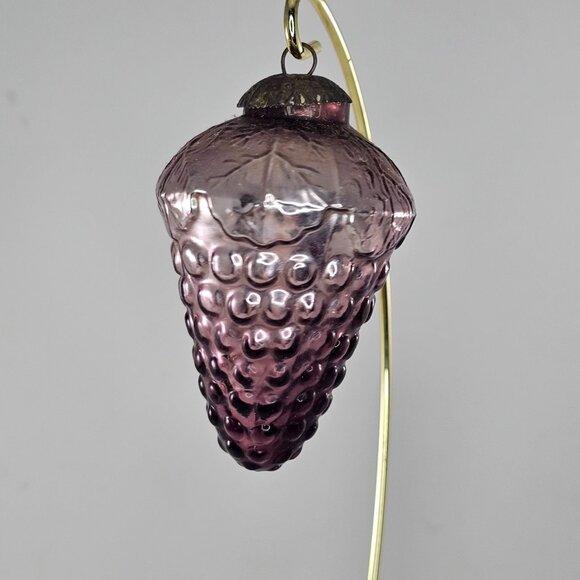 Vintage Kugel Style Grape Cluster Shaped Purple Glass Christmas Ornament - Picture 5 of 8